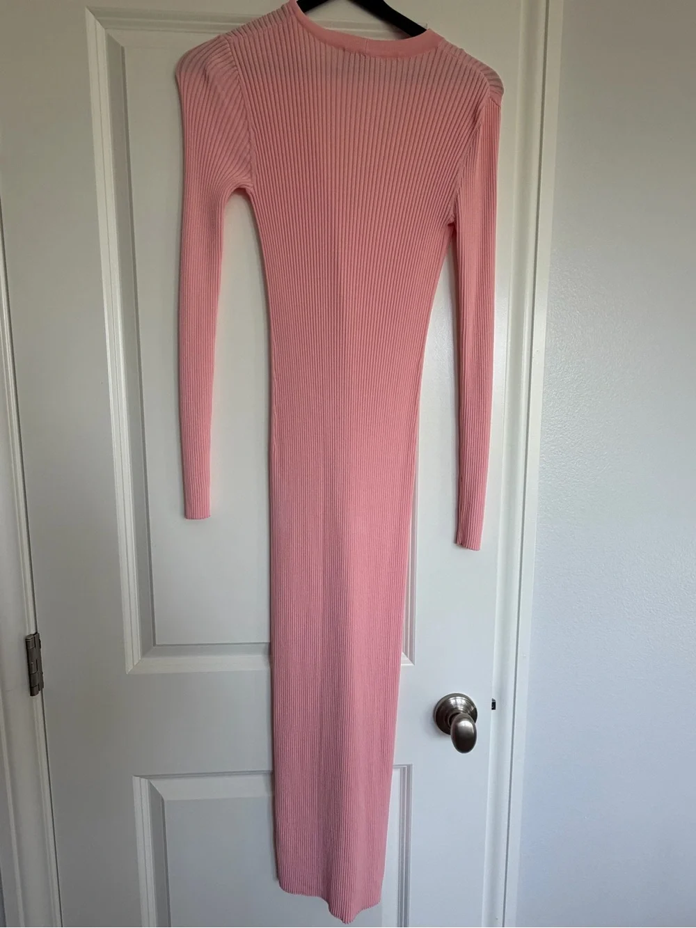 STAUD Pink Ribbed Long-Sleeve Button-Front Maxi Dress - Picture 2 of 4